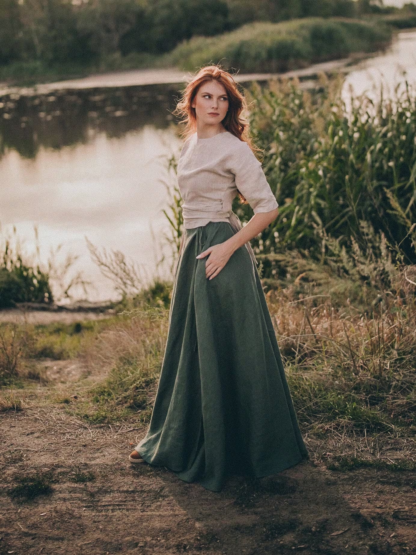 Heavy Weight Linen Skirt, Green Maxi Skirt, Linen Wrap Skirt, Long Linen Skirt, Spring Skirt, High Waist Skirt, 100% Linen Skirt, Long Skirt