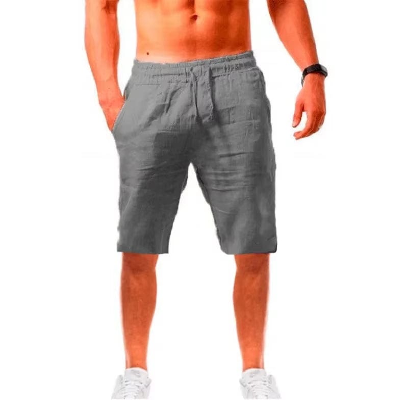 New Men'S Cotton Linen Shorts Pants Male Summer Breathable Solid Color Linen Trousers Fitness Streetwear S-3XL