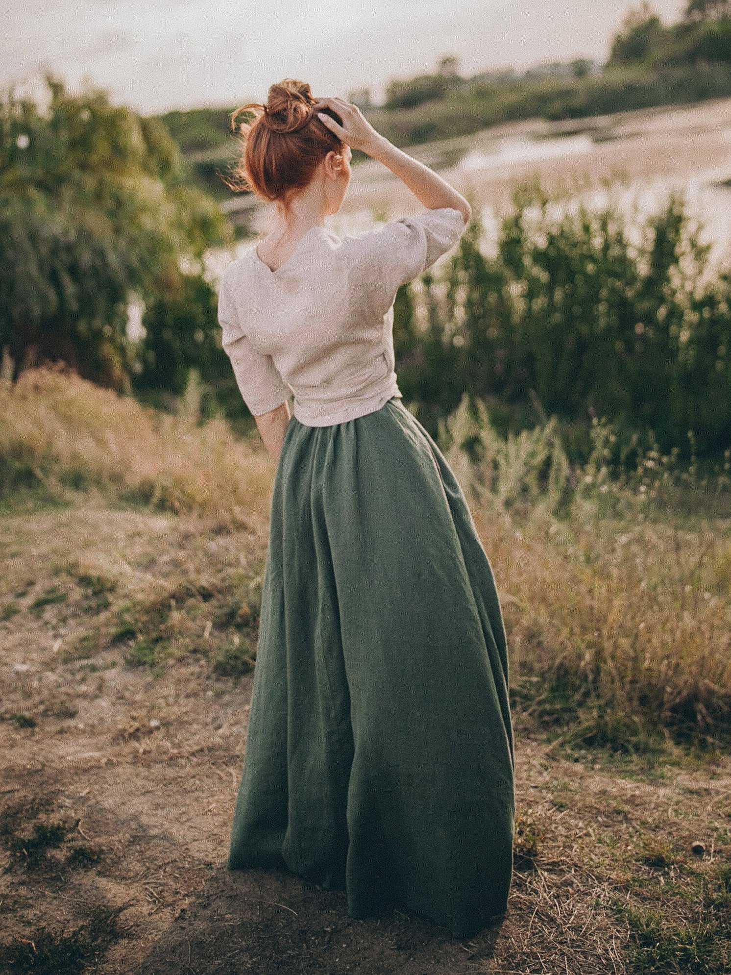 Heavy Weight Linen Skirt, Green Maxi Skirt, Linen Wrap Skirt, Long Linen Skirt, Spring Skirt, High Waist Skirt, 100% Linen Skirt, Long Skirt