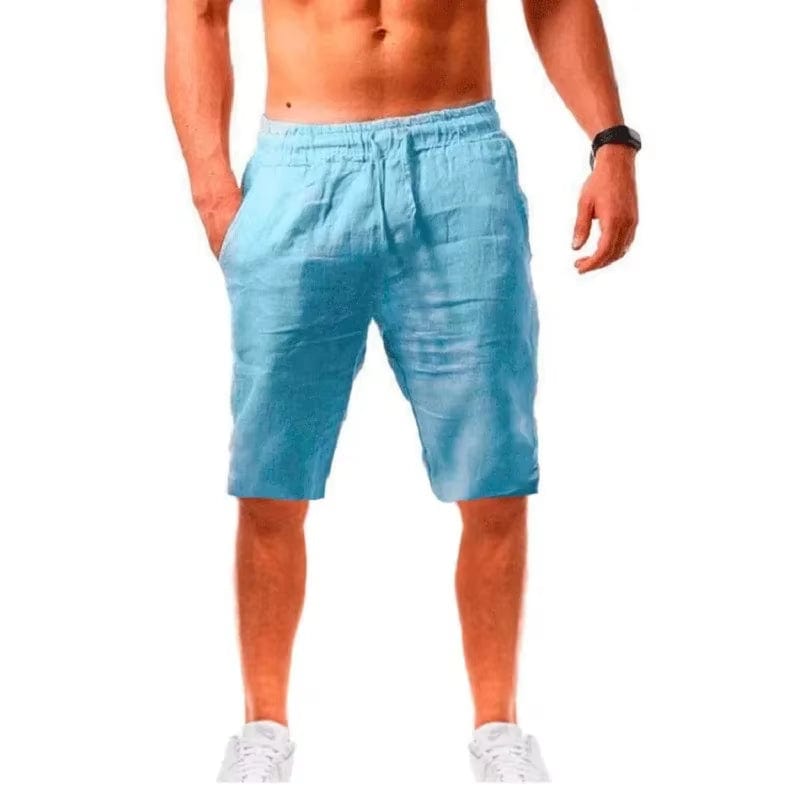 New Men'S Cotton Linen Shorts Pants Male Summer Breathable Solid Color Linen Trousers Fitness Streetwear S-3XL