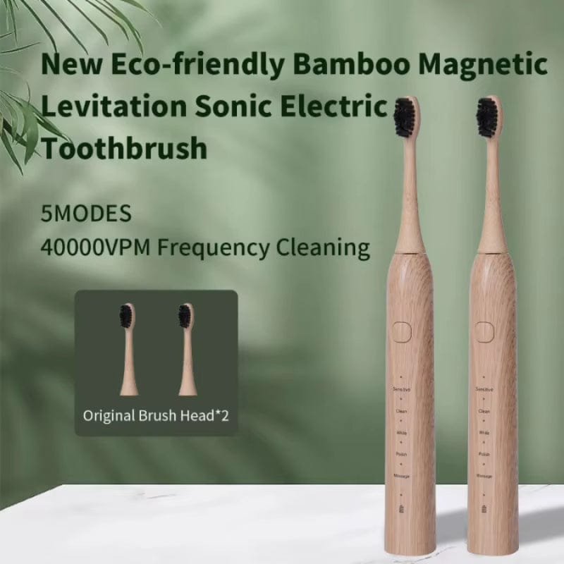 Biodegradable Electric Toothbrush Sustainable Bamboo Brush Head Castor Oil Bristles Bambu Wooden IPX7 Sonic Healthier Oral Teeth