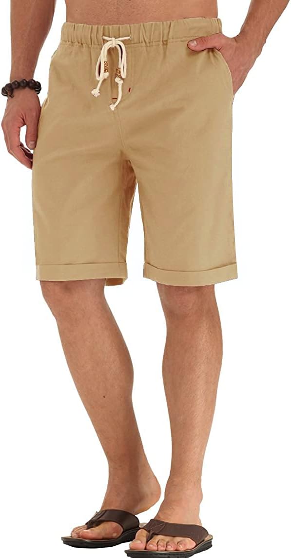 Men'S Linen Shorts Casual Drawstring Summer Beach Short