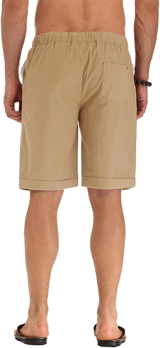 Men'S Linen Shorts Casual Drawstring Summer Beach Short