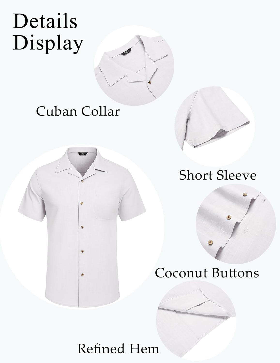 Mens Cotton Linen Shirt Casual Button down Shirts Short Sleeve Beach Top