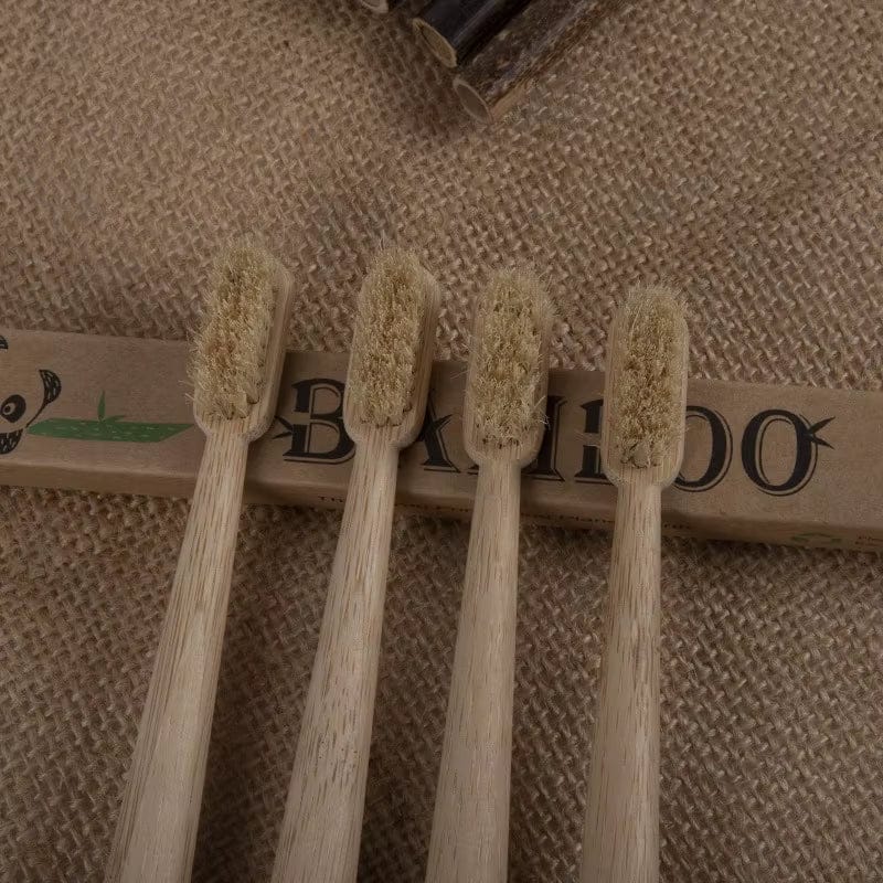 10 Pack Boar Bristles Natural Bamboo Toothbrush Eco-Friendly Stand up Biodegradable Bamboo Toothbrushes Medium Pig Bristles