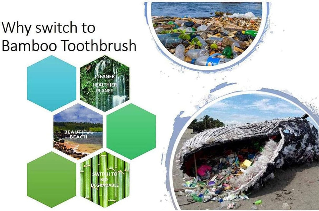 12 Pack Bamboo Toothbrushes, Biodegradable Bamboo Toothbrush, BPA Free hard Bristles Toothbrushes, Eco-Friendly Compostable Natural Wooden Toothbrush, Organic Charcoal Wood Toothbrushes (Black + White)