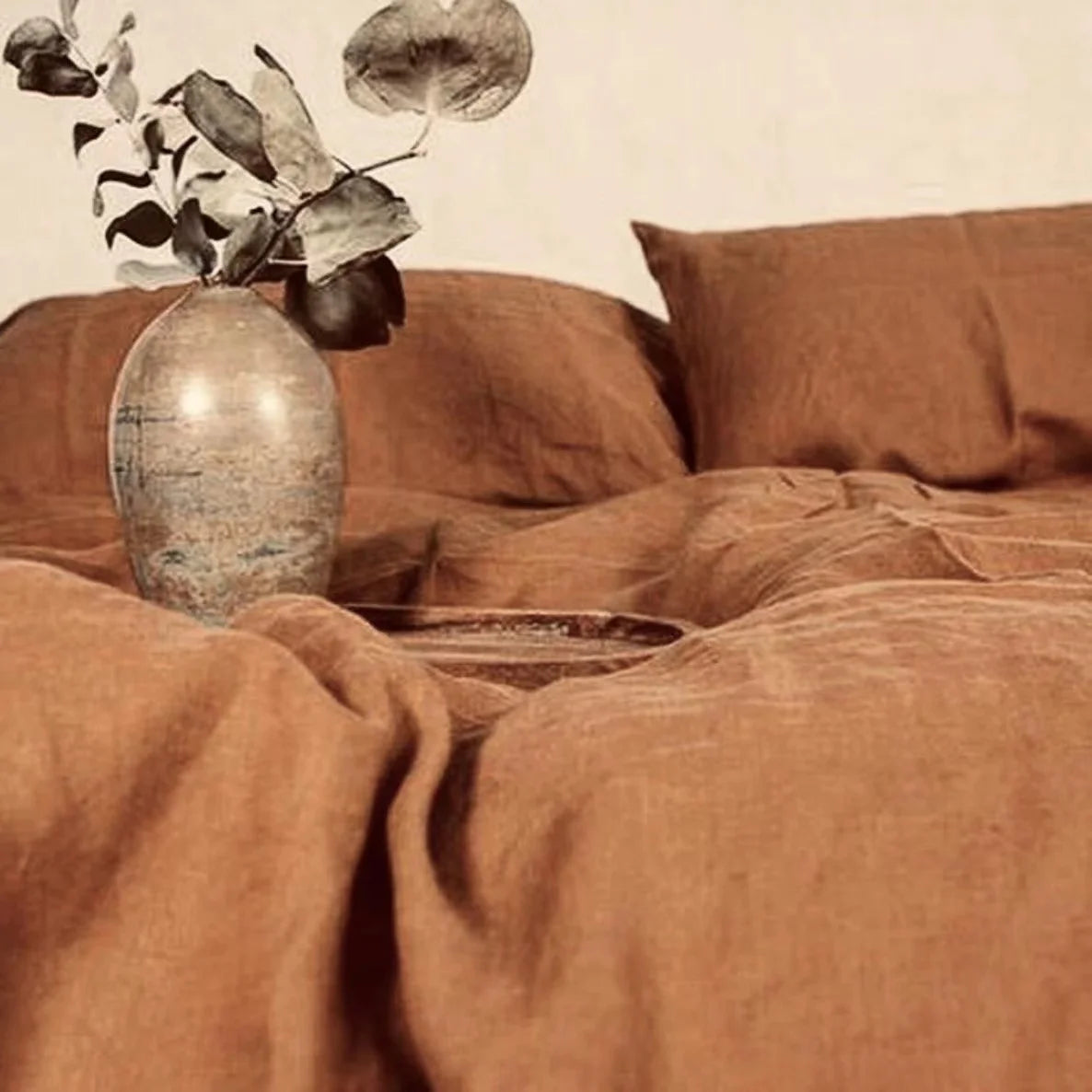 Natural French Linen Duvet Cover King Size, Bed Flax Linen Bedding, Soft Queen 240X260Cm Flat Sheet, Pillowcase Sold Separately