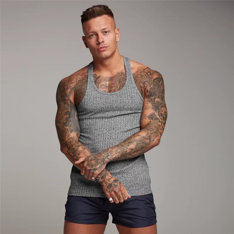 2023 Summer Mens Sleeveless Muscle Guys Brand Gyms Tank Top Men Bodybuilding and Fitness Clothing Shirt Mens Tops