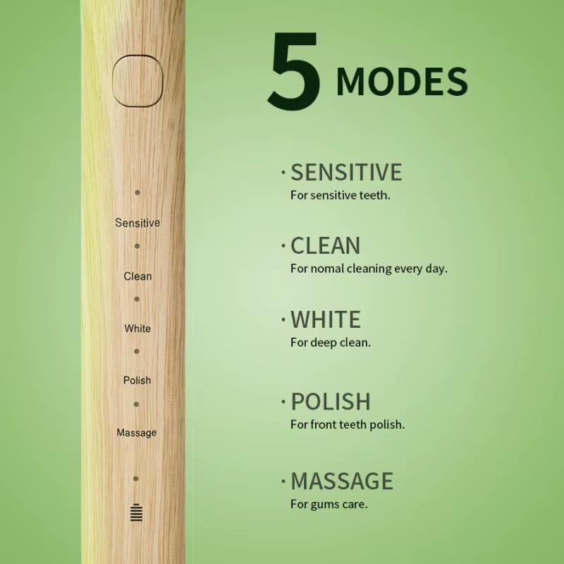 Biodegradable Electric Toothbrush Sustainable Bamboo Brush Head Castor Oil Bristles Bambu Wooden IPX7 Sonic Healthier Oral Teeth