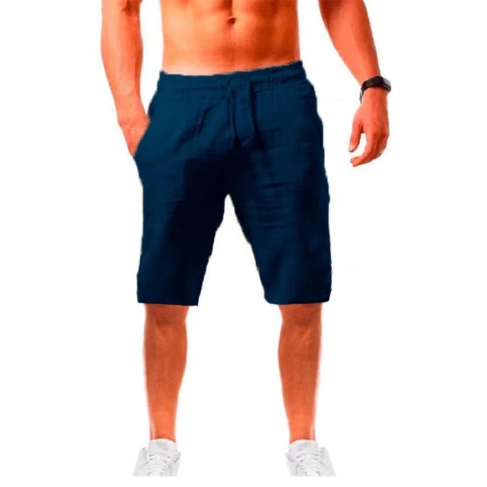 New Men'S Cotton Linen Shorts Pants Male Summer Breathable Solid Color Linen Trousers Fitness Streetwear S-3XL