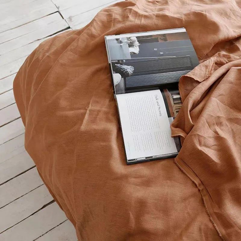 Natural French Linen Duvet Cover King Size, Bed Flax Linen Bedding, Soft Queen 240X260Cm Flat Sheet, Pillowcase Sold Separately