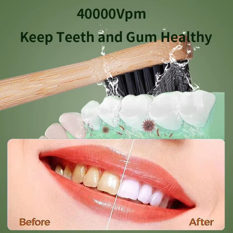Biodegradable Electric Toothbrush Sustainable Bamboo Brush Head Castor Oil Bristles Bambu Wooden IPX7 Sonic Healthier Oral Teeth