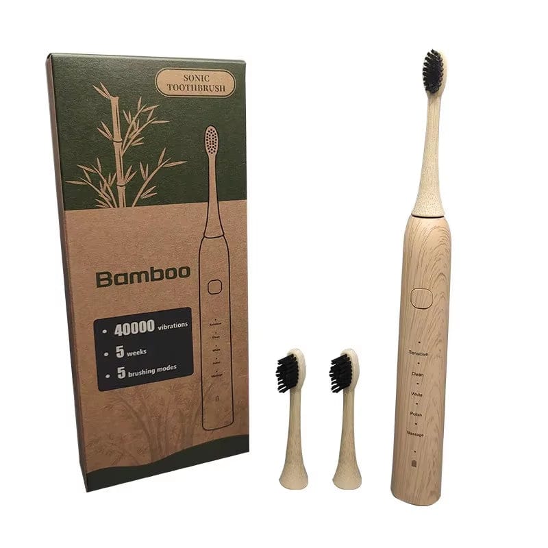 Biodegradable Electric Toothbrush Sustainable Bamboo Brush Head Castor Oil Bristles Bambu Wooden IPX7 Sonic Healthier Oral Teeth