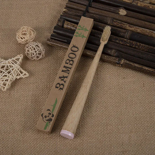 10 Pack Natural Bamboo Toothbrushes with Boar Bristles