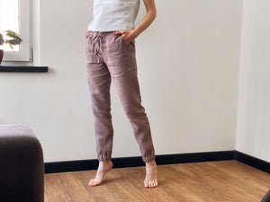 Natural Linen Pants, Summer Pants, Womens Pants, Latte Pants, Pajama Pants for Woman, Linen Jogger, Linen Loungewear, Yoga Pants Linen