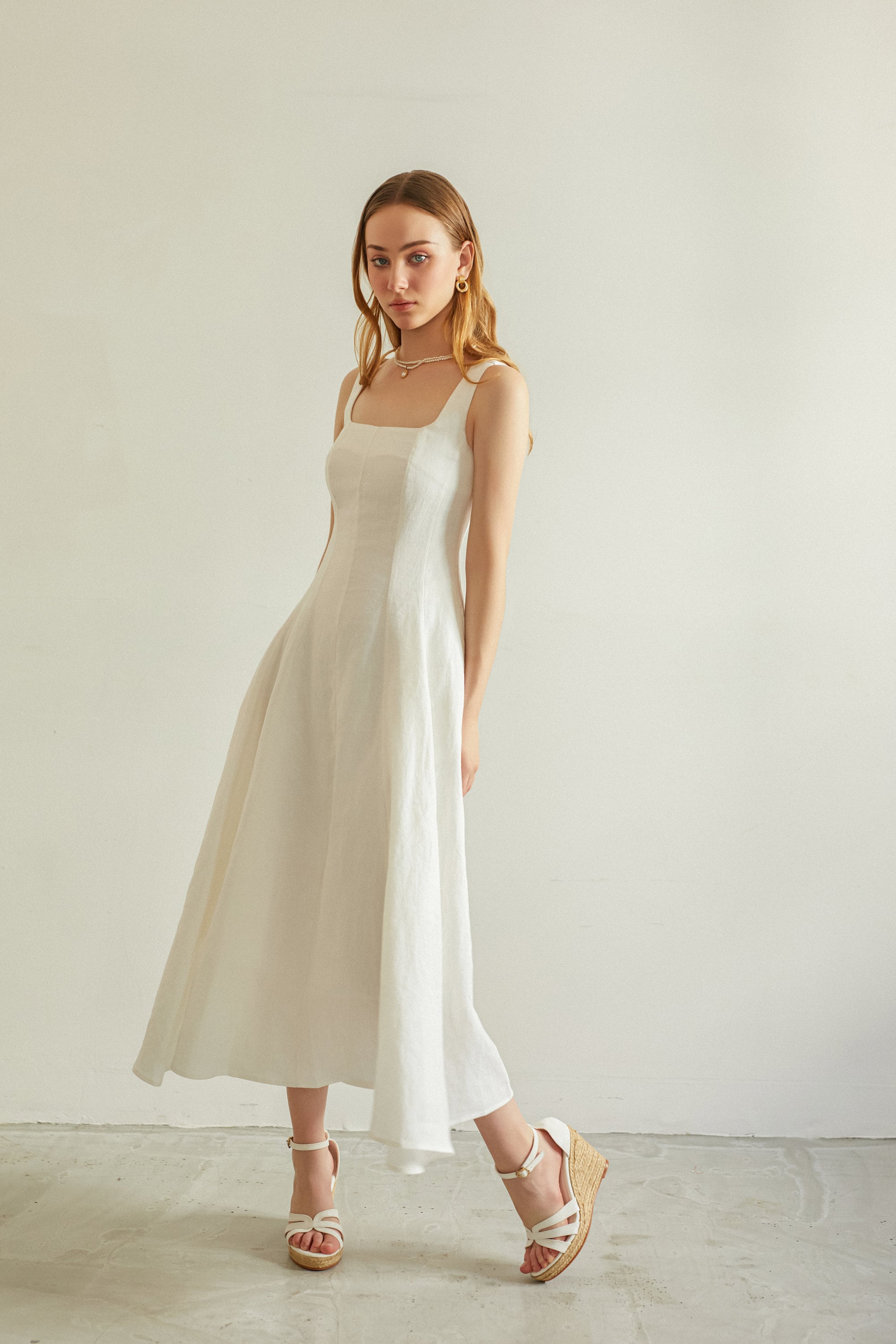 Melanie Linen Dress in Ivory - Long Linen Dress for Women, Wedding Linen Dress, Linen Clothing for Women, Cottage Core White Linen Clothing